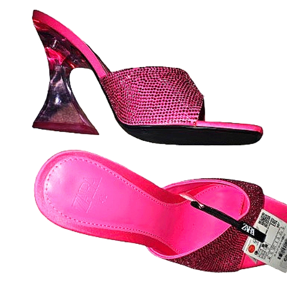 Zara Pink Heeled Rhinestone shoes NWT 10